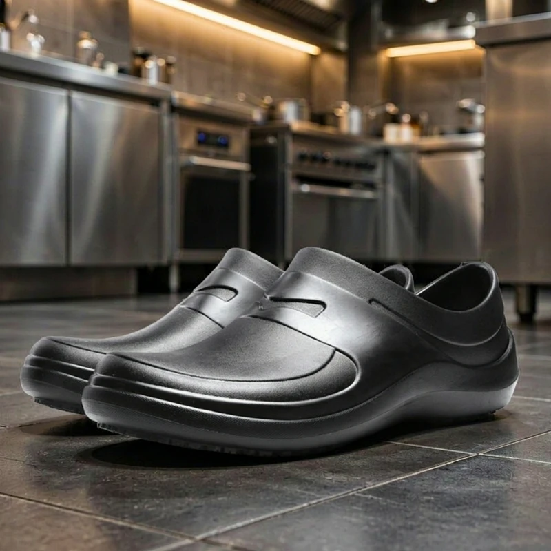 Chef Shoes for Ｍen Women Non-Slip Ｗaterproof Ｏil-proof Fish Store Restaurant Waiter Slip-on