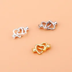 925 sterling silver DIY accessories Double ring heart clasp bracelet necklace connection clasp Handmade beaded material