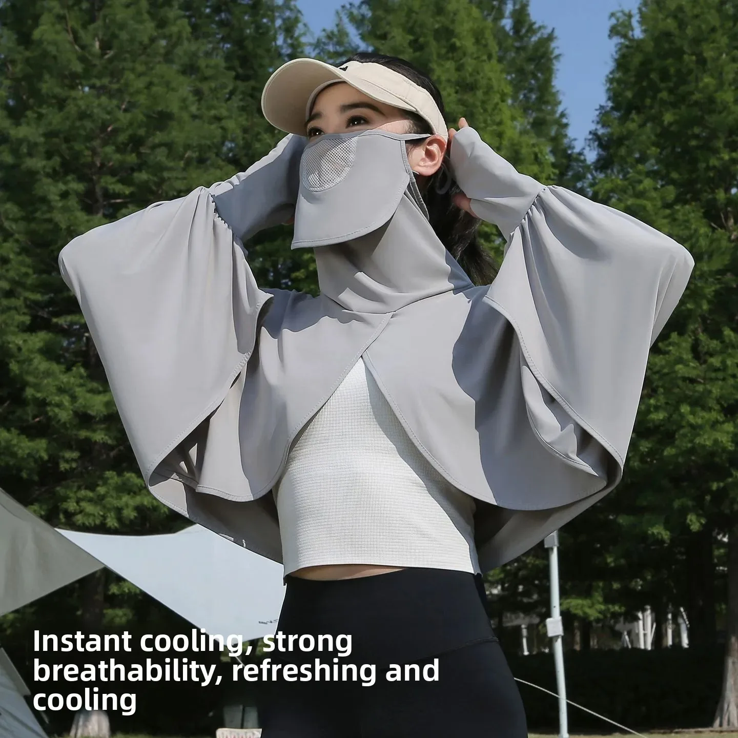 Net fabric face mask style Summer Ice Silk Loose Driving Sun Protection Clothing Breathable Fashionable UV Protection Shawl Styl