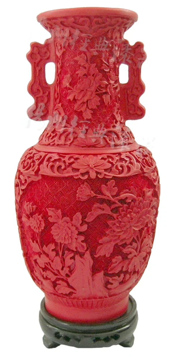 

10 inch / Exquisite Chinese Classical Traditional Technology Red Lacquerware Flower Auspicious Vase No.9