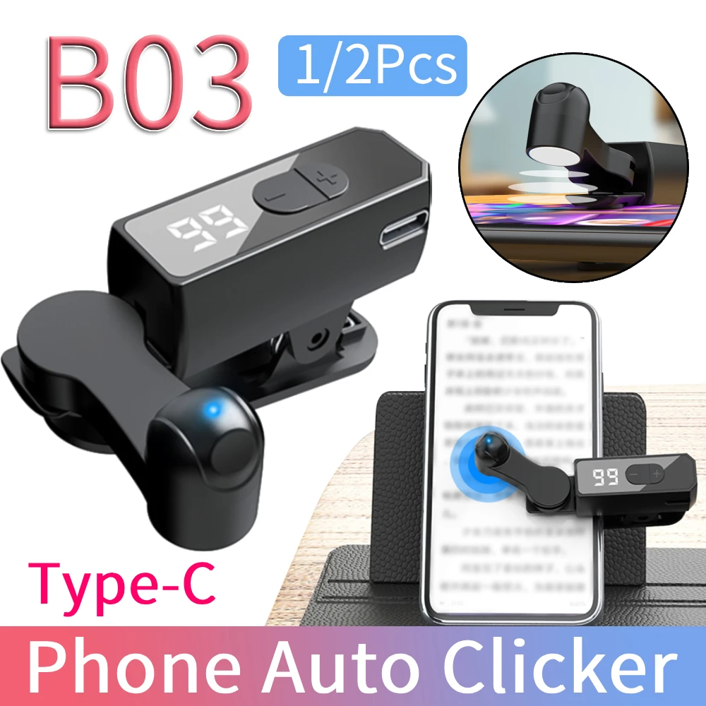1/2Pcs B03 Phone Auto Screen Clicker Clip-On Video Live Liker Finger Clicking S…
