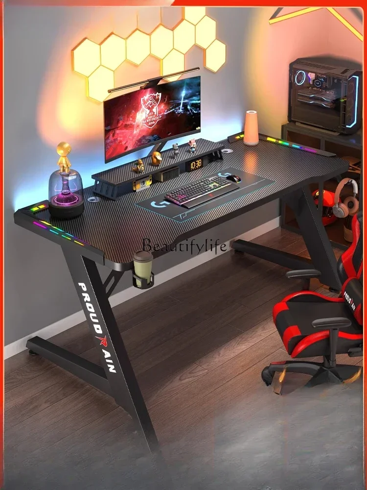 

S Computer desk Desktop bedroom Home carbon fiber gaming table