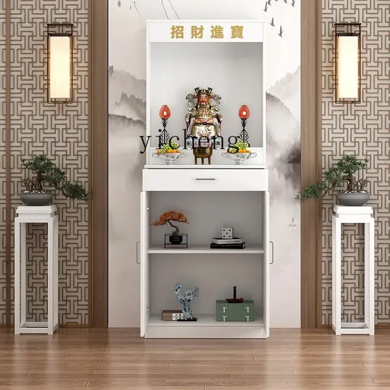 Buddhist niche New Chinese vertical cabinet Incense case Bodhisattva Guanyin offering table Shrine with door Buddhist cabinet