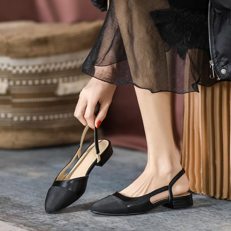 

New Women's Shoes Exquisite French Low Heel Sandals for Woman Fashion Round Head Casual Shoes Designer Shoes Sandalias De Mujer