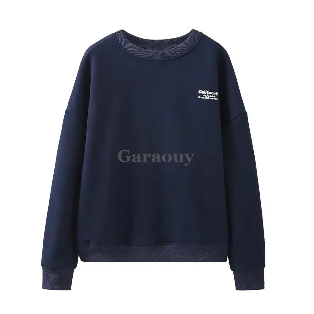 Garaouy 2024 Women Loose O Neck Long Sleeve Print Letter Sweatshirt Pullover+Stretch High Waist Sweatpants Female Tracksuit New