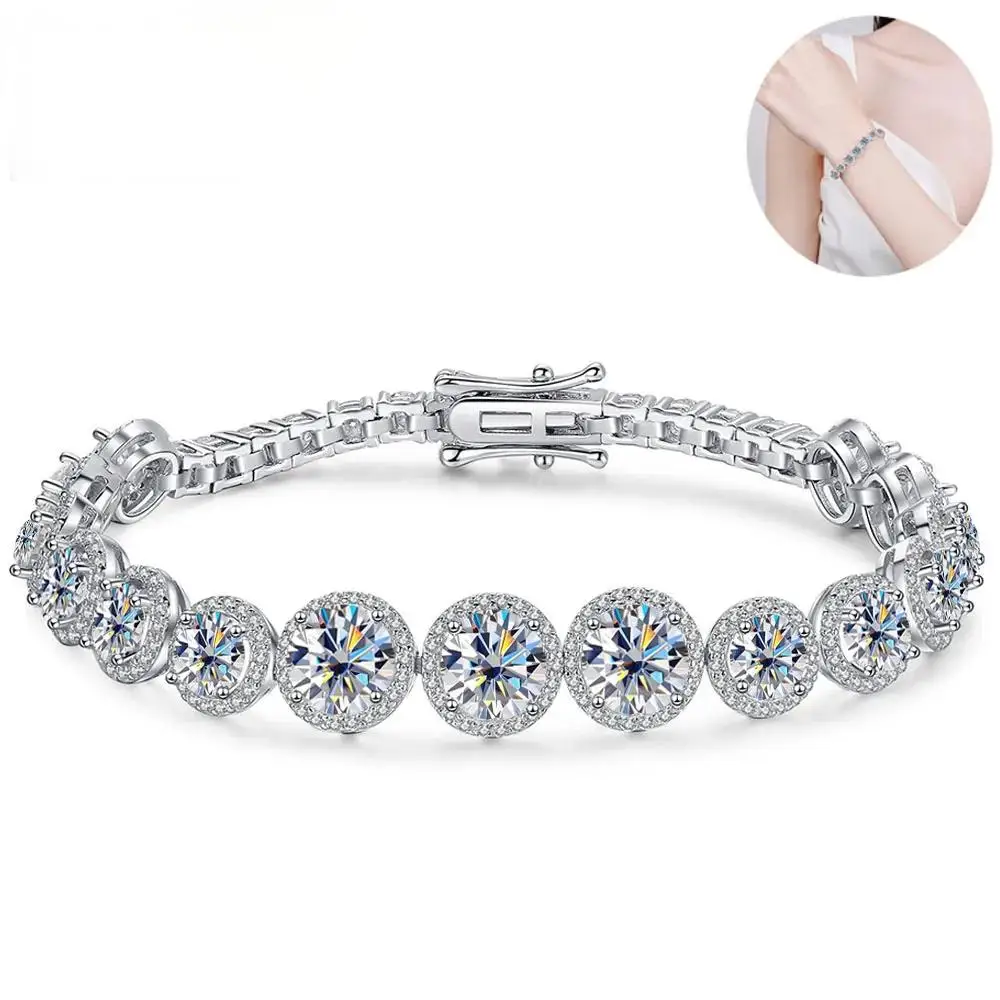 D Color All Moissanite Women's Bracelet S925 Silver 18K Gold Plated GRA Certified Fine Jewelry