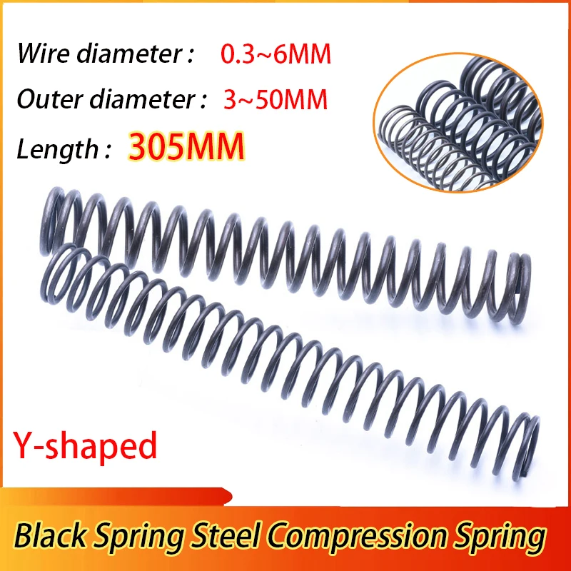 

L 305MM Wire Dia 0.3~6MM OD 3~50MM Spring Steel Black Compression Spring Y-shaped Shock Absorption Return Spring