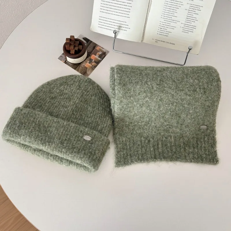 جديد محبوك قبعة وشاح قطعتين مجموعة للنساء الشتاء الدفء في الهواء الطلق ركوب الدراجات حماية الأذن قبعات منسوجة للنساء