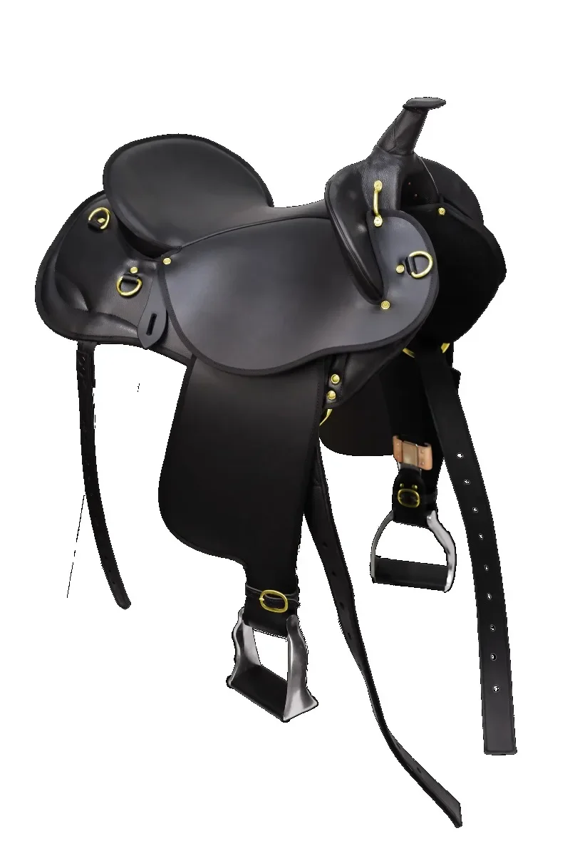 Sela Ocidental Robusta para Cavalo, Assento Durável, Ventilado e Balanceado, Preto e Marrom, 17 e 18 Polegadas