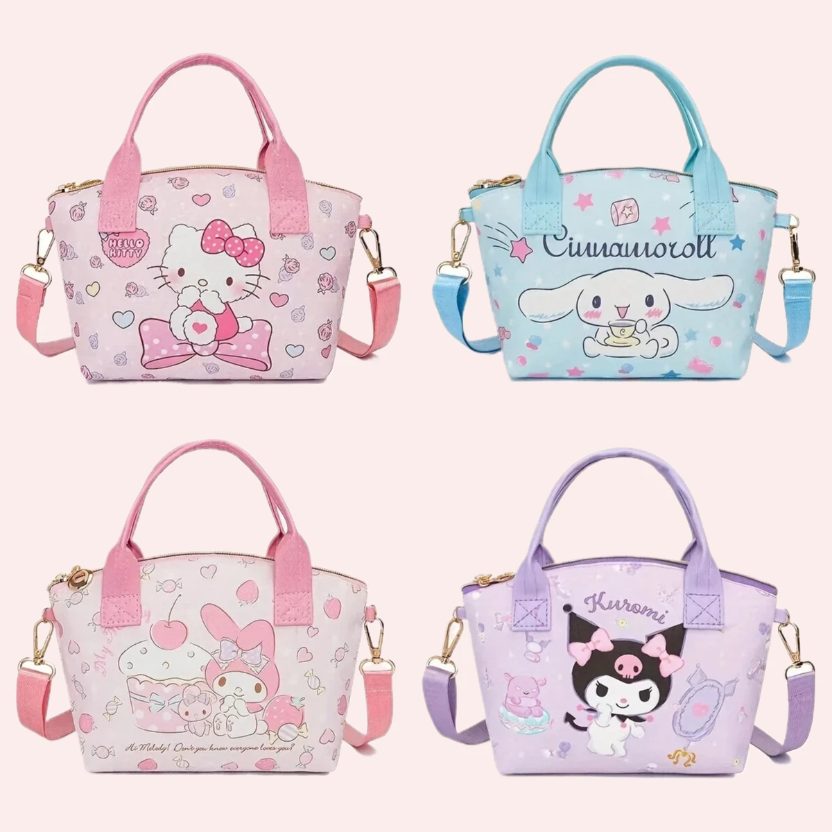 Sanrio Cinnamoroll Kuromi Hello Kitty Mymelody Prints Tote Handbag Shoulder Bag Lovely Versatile Stylish Adorable view 3