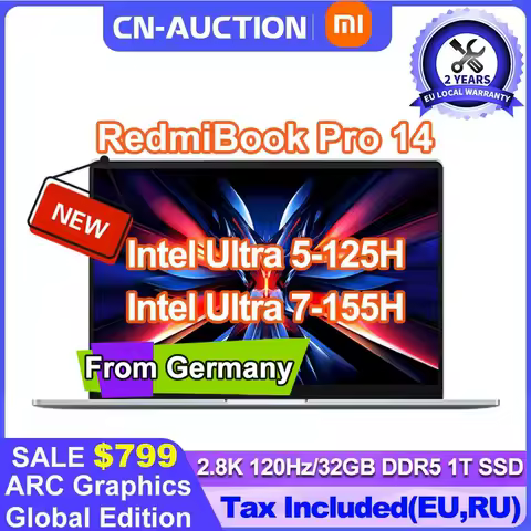 Xiaomi RedmiBook Pro 14 Notebook 2024 Core Ultra 5-125H/Ultra 7-155H ARC Graphics 32GB DDR5 1T SSD 14-inch 2.8K 120hz Screen