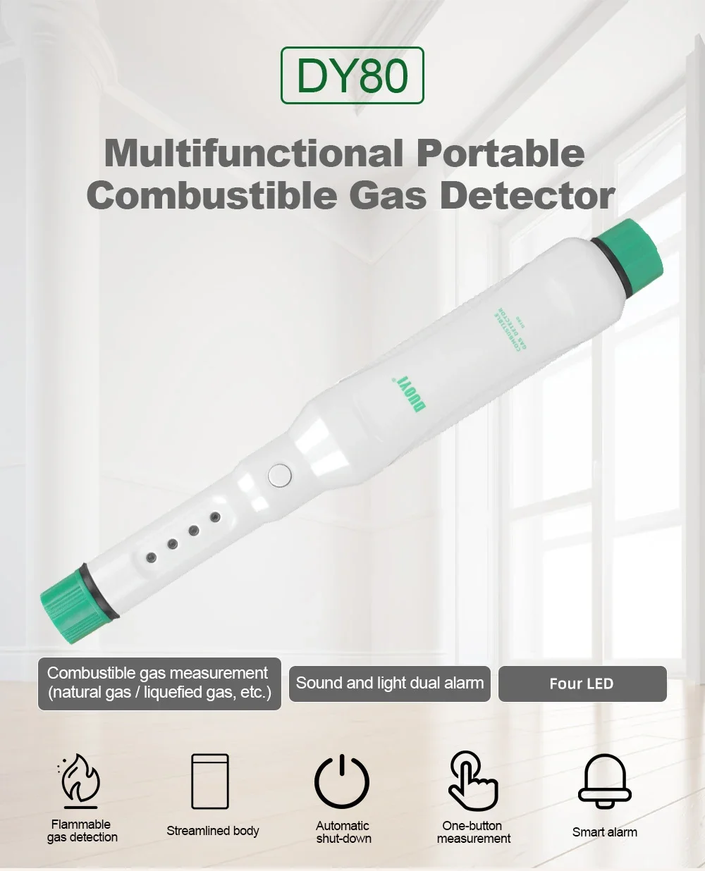 DUOYI DY80 Gas Leak Portable Detector LPG Combustible Natural Gas Detector Butane Propane Alarm Methane Flammable Gas Analyzer