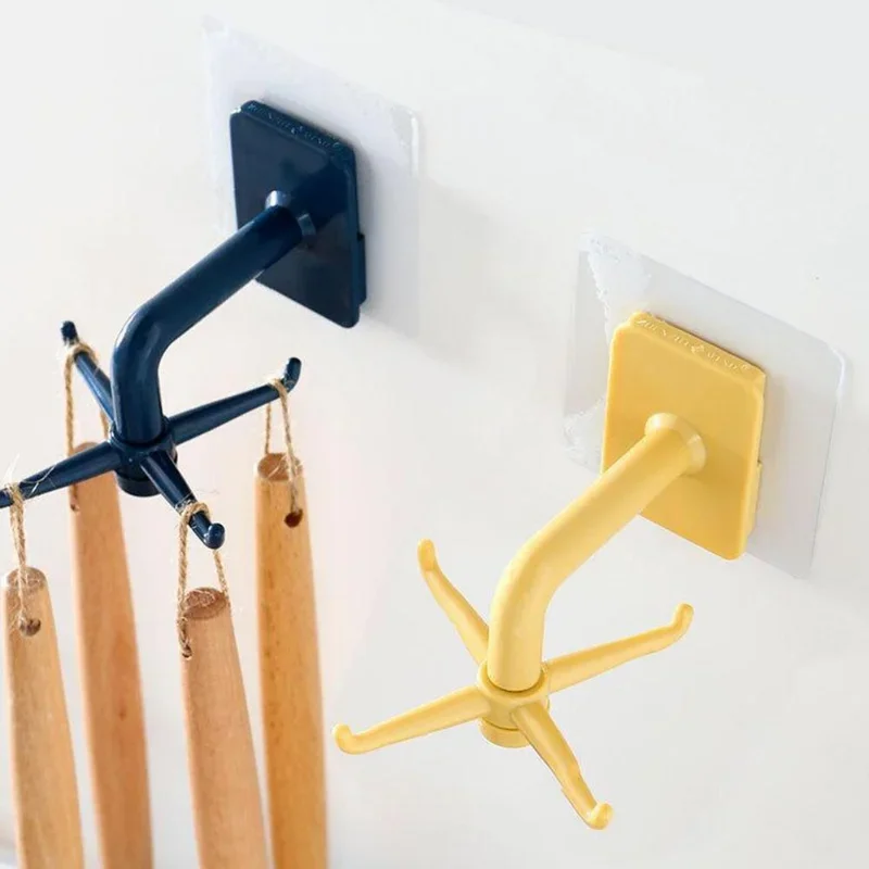 Kitchen Hook Rotating Folding 360° Rotable Self Adhesive  Holder