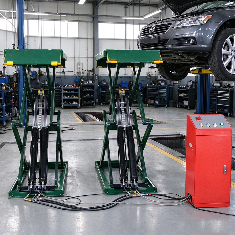 Low Profile Double Scissor Hydraulic Car Lift Portable Auto Repair Hoist