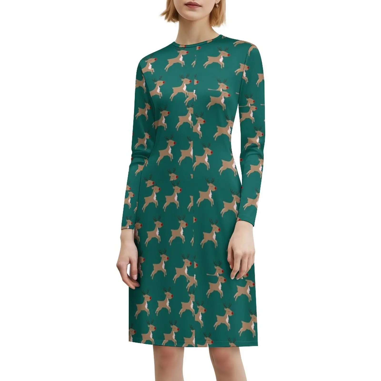 الرنة نمط الأزهار سموك فستان للنساء الربيع الصيف فستان كاجوال للحزب سانتا عيد الميلاد كاندي الغزلان كوب الرنة