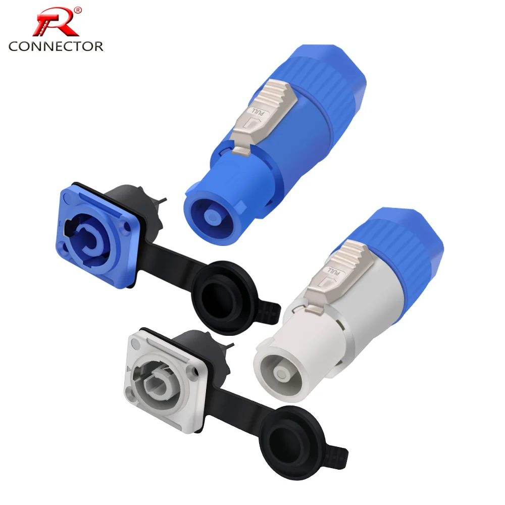 1set Waterproof Powercon Connector, 20A/250V, NAC3FCA+NAC3MPA-1&NAC3FCB+NAC3MPB-1,Lockable Cable Connector + Chassis Connector