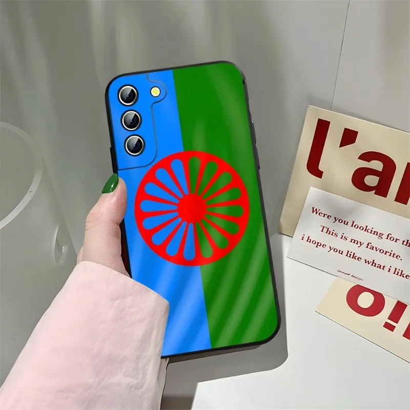 Gypsy Romani Roma Flag Phone Case For Samsung Galaxy S22 S23 S21 S20 S30 Ultra Fe S10 S8 S9 Note 20 10 Pro Plus Black Cover