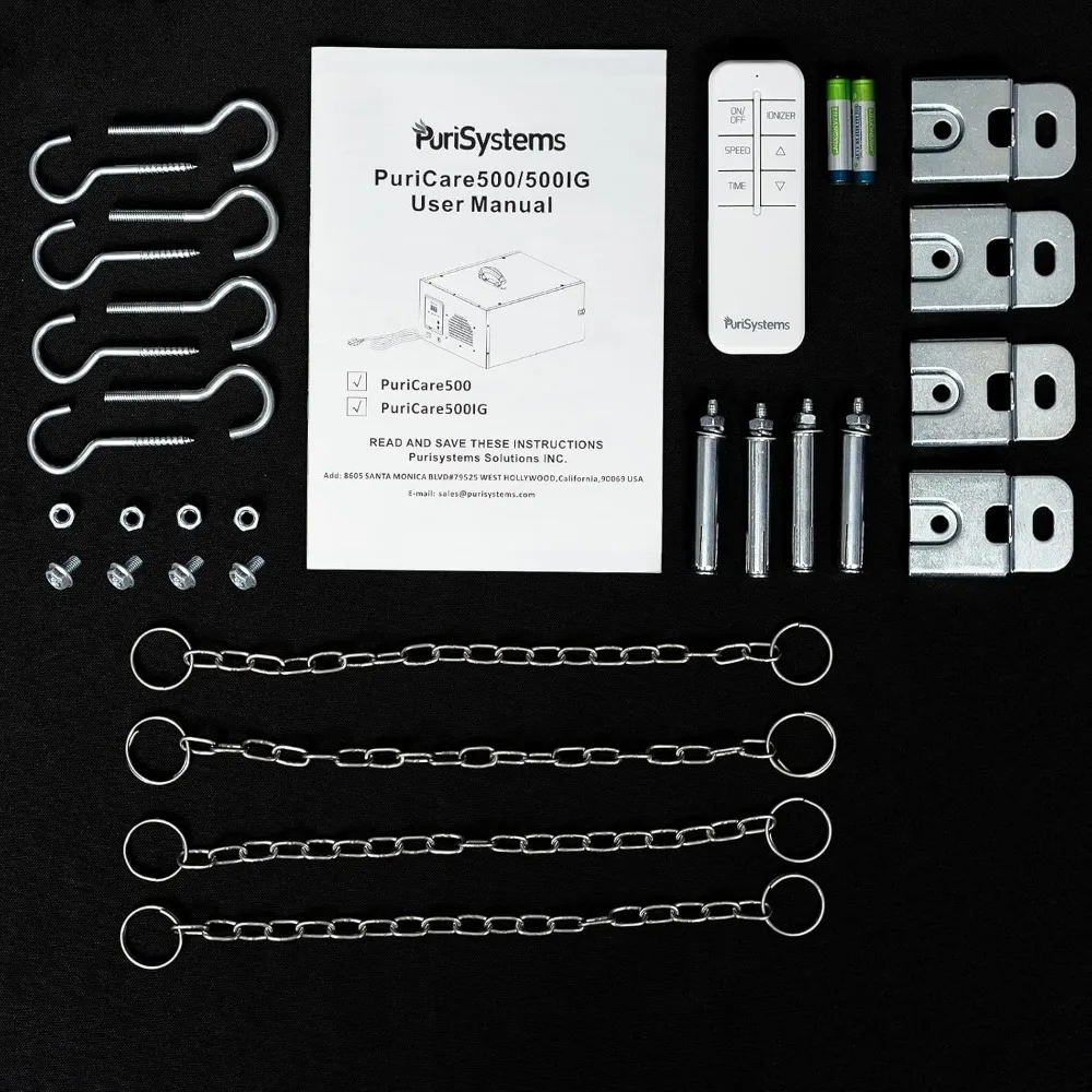 Sistema de filtragem do ar suspenso com controle remoto, 3 velocidades, com ionizador embutido, puricare 500IG, com controle remoto rf para trabalhar madeira