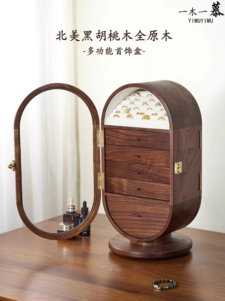 Creativity Design Multifunctional Jewelry Box Bring Dressing Mirror Light luxury Retro Home Use Bedroom Storage Souvenir Box