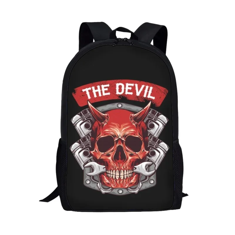 Mechanical Skull Print Backpack for Girls Boys Student School Bag Teenager Casual Backpack Woman Man Travel Storage Rucksack