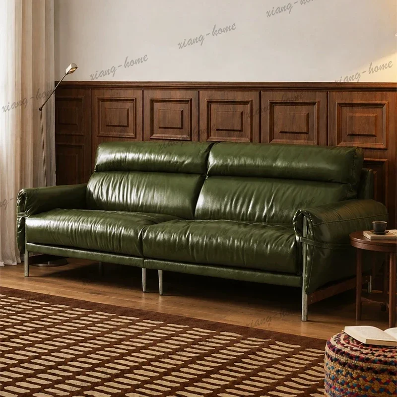 Green Leather Living Room Sofas Aesthetic Designer Modern Loveseat Lazy Sofa Bedroom Luxury Daybed