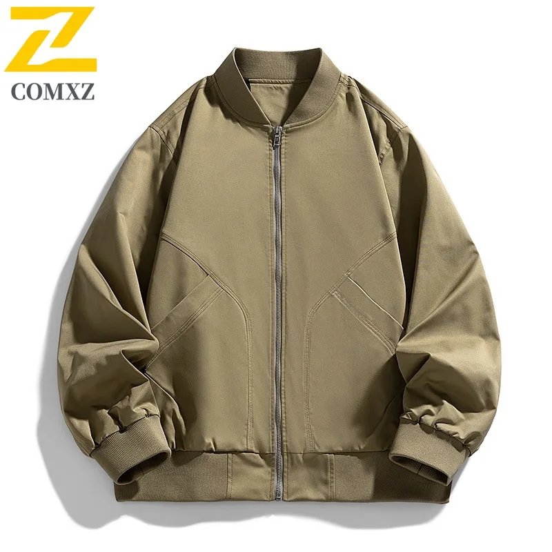 

COMXZ Classic Baseball Collar Men Jacket Travel Comfortable Motorcycle Coat Casual Outdoor Adventure Lightweight Autumn Clothing