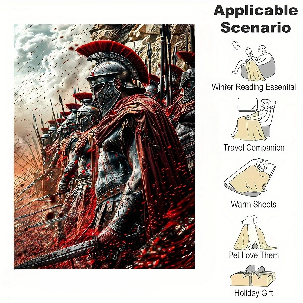 بطانية Spartan Warriors - رمي منزلي ناعم لديكور الغرفة، فكرة هدية فريدة، تصميم مشهد المعركة القديمة، عمل فني ملحمي #5