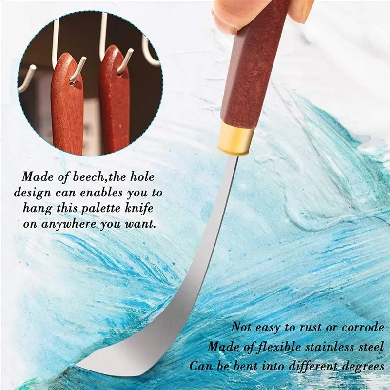ABRI-4 Pcs Painting Scraper Knife Stainless Steel Painting Mixing Scrapers Palette Painting Knife For Painting Art Tool
