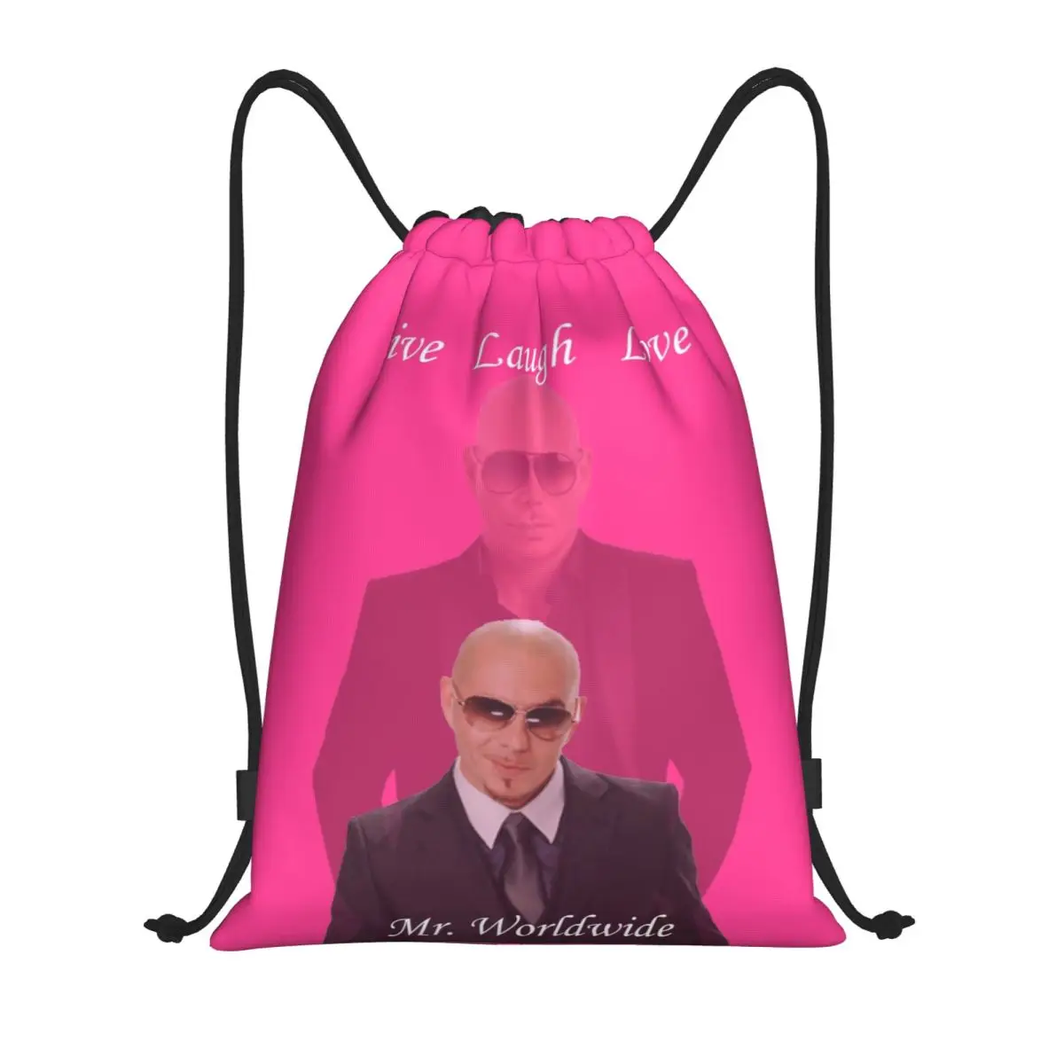 Mr. World Rapper Pitbull Drawstring Bags Men Women Foldable Sports Gym Sackpack Training Storage Backpacks