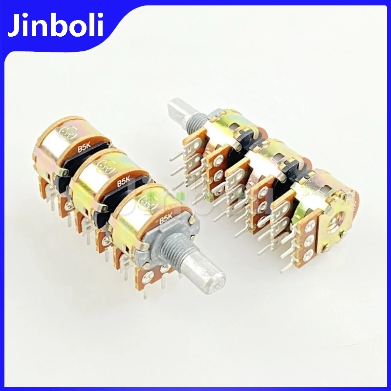 1PCS 16 Type B5K 6-link Potentiometer Amplifier Audio multi-channel High And Low Volume Control 15mm Shaft