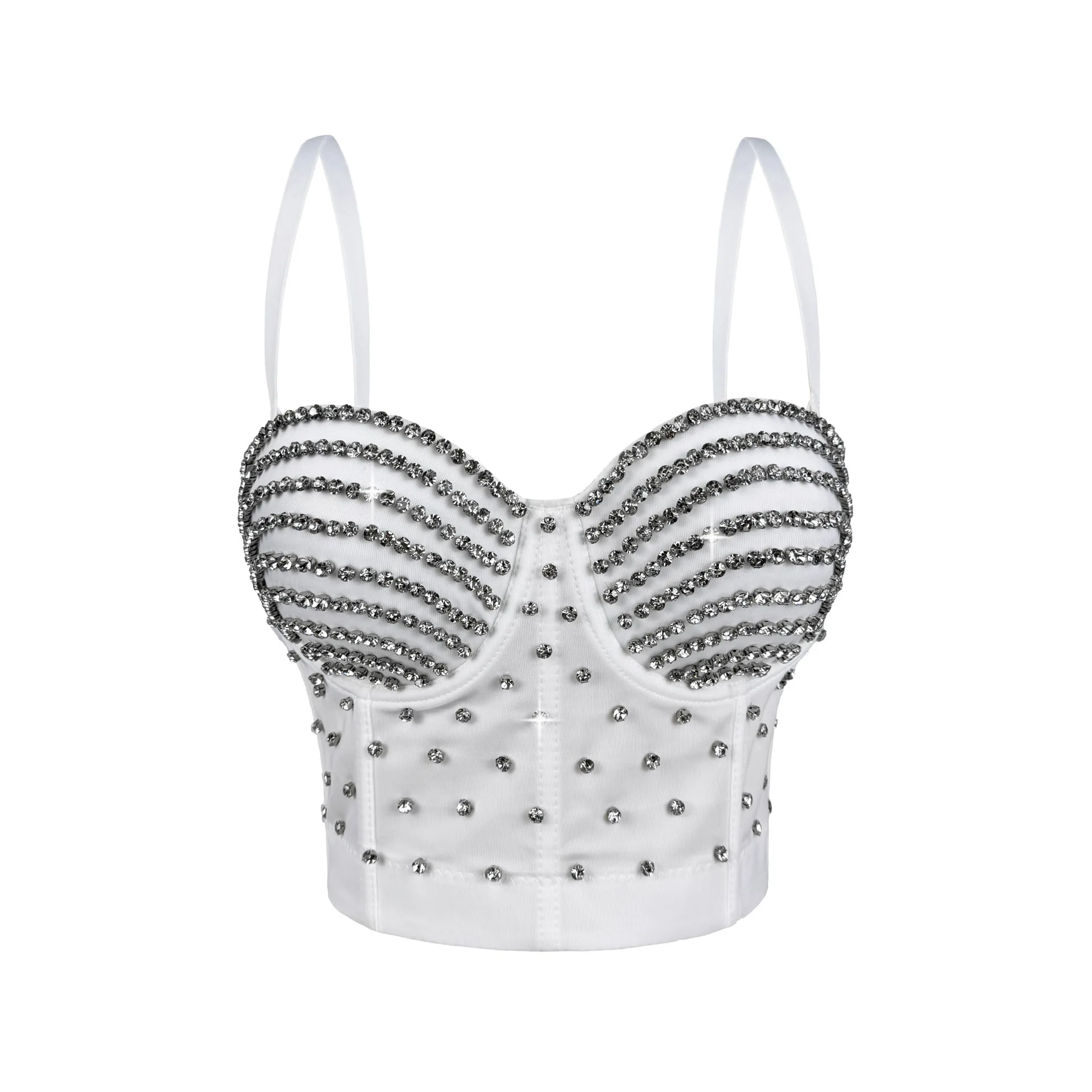 

Sexy Sequin Corset Shirt, Rhinestone Boned Bustier for Stage Party, Sparkling Mesh Top for Outerwear, Slimming Evening Wear