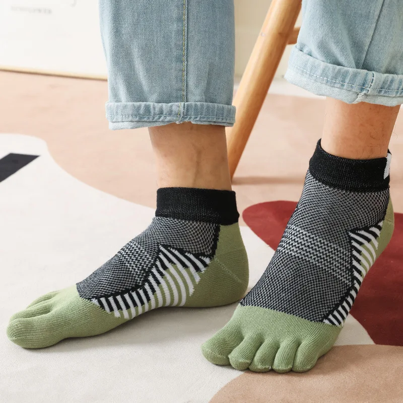 5 paires de chaussettes à cinq doigts pour hommes, en coton fin, à Tube bas, en maille respirante, absorbant la sueur, chaussettes de sport à Tube court