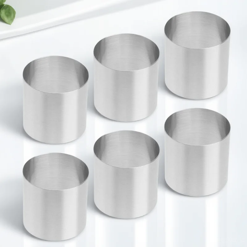 

6pcs Cake Mold Chiffon Baking Pan Round Non Stick Mousse Mold Detachable Baking Tray Portable Cookie Cutter Household Kitchen