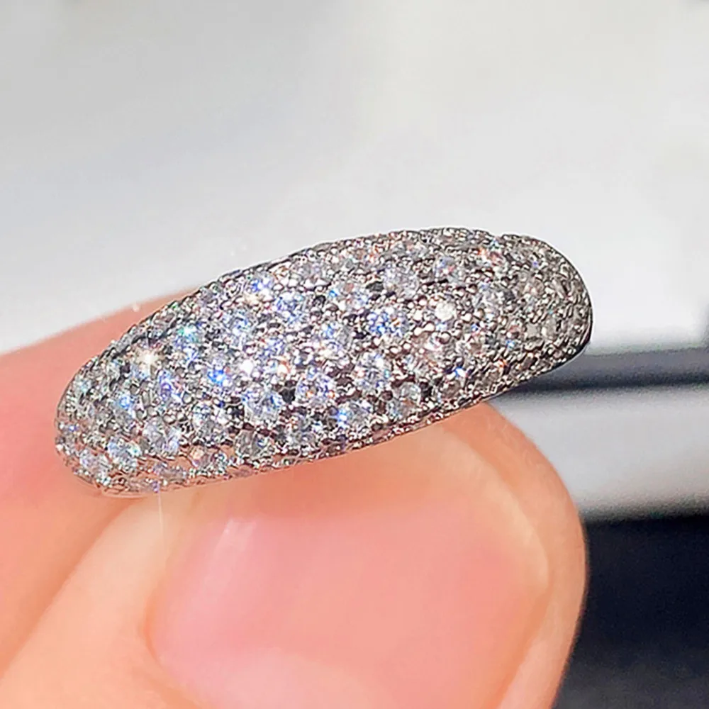 خواتم نسائي فاخرة موضة 2022 من Huitan بأحجار الزركونيا الأبيض AAA خاتم نسائي أنيق لحفلات الزفاف خاتم فضي اللون مجوهرات رائعة #1