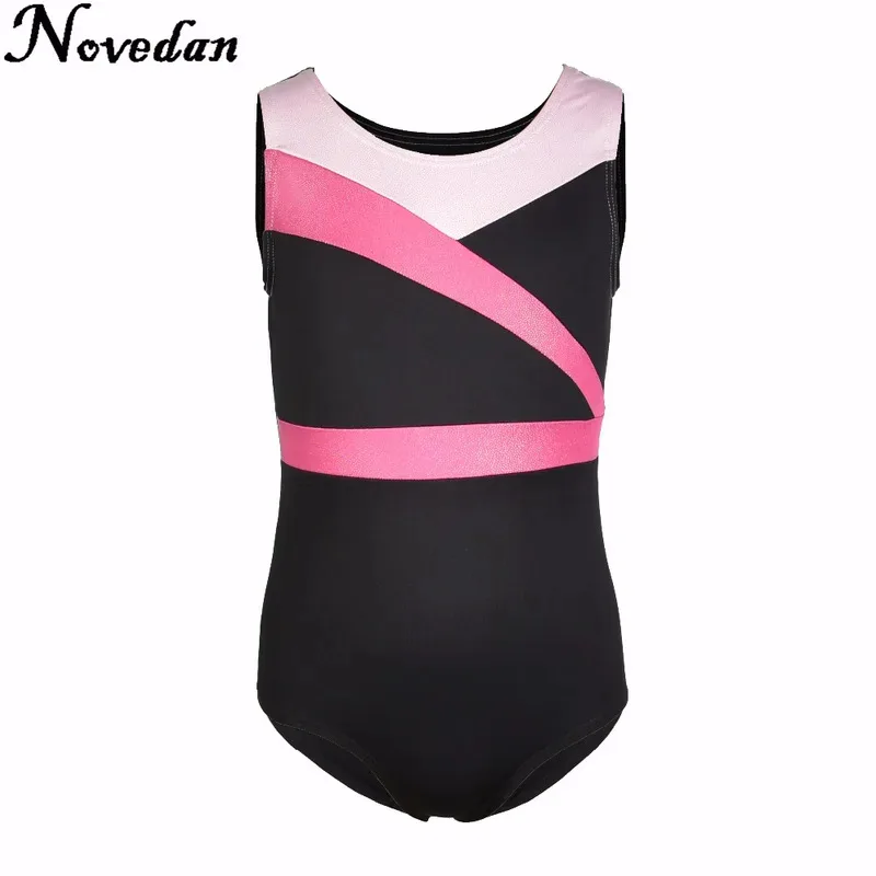 الجمباز الاطفال الشريط حجر الراين الرقص ثياب الفتيات الأطفال التدريب Biketard Dancewear فستان الباليه ob;8