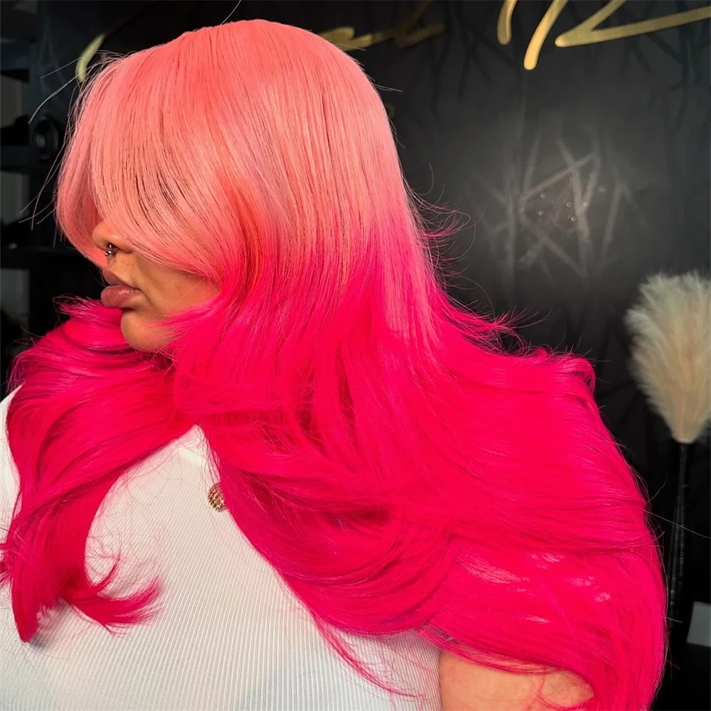 High Quality 13x6 Hd Transparent Body Wave Lace Front Wig Colored Highlight Pink Human Hair Wigs For Women Brazilian Blonde Pre