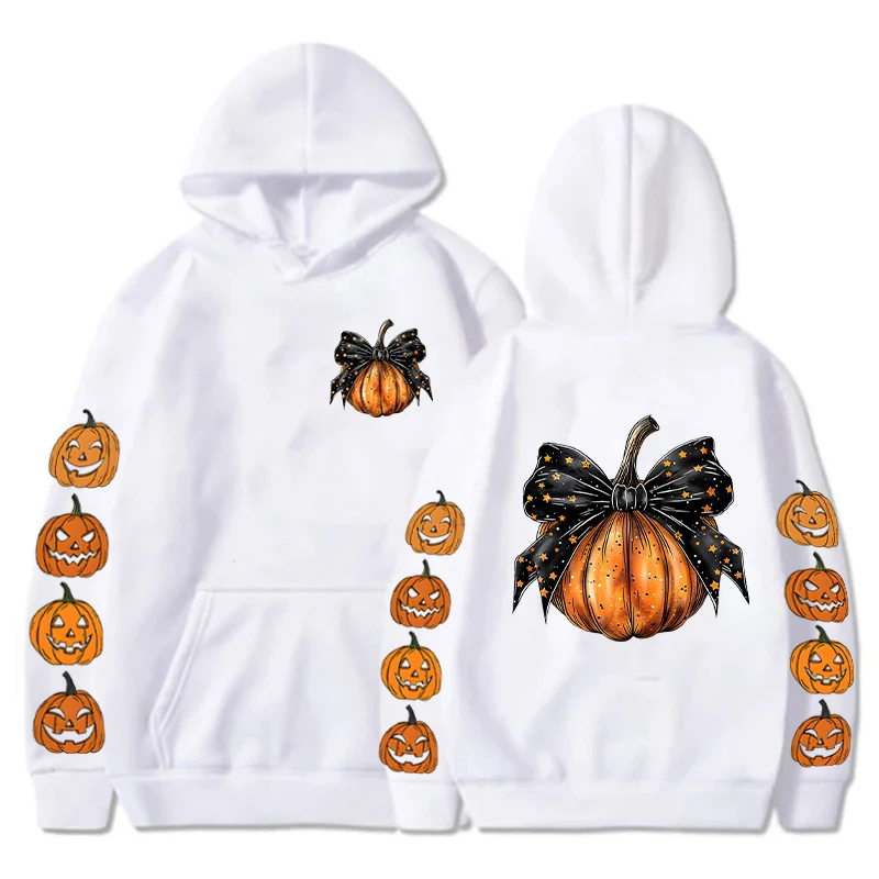 Pumpkin Skeleton Drinking Women Hoodies Casual Pullovers Hoody Funny Skull Halloween Party Designer Graphic Men's Sweatshirts