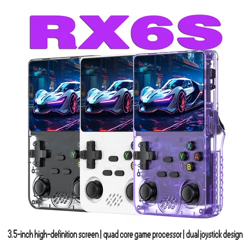 Máquina Arcade portátil RX6S mejorada, procesador de cuatro núcleos HD de 3,5 pulgadas, consola de juegos Retro, sistema de Joystick Dual portátil
