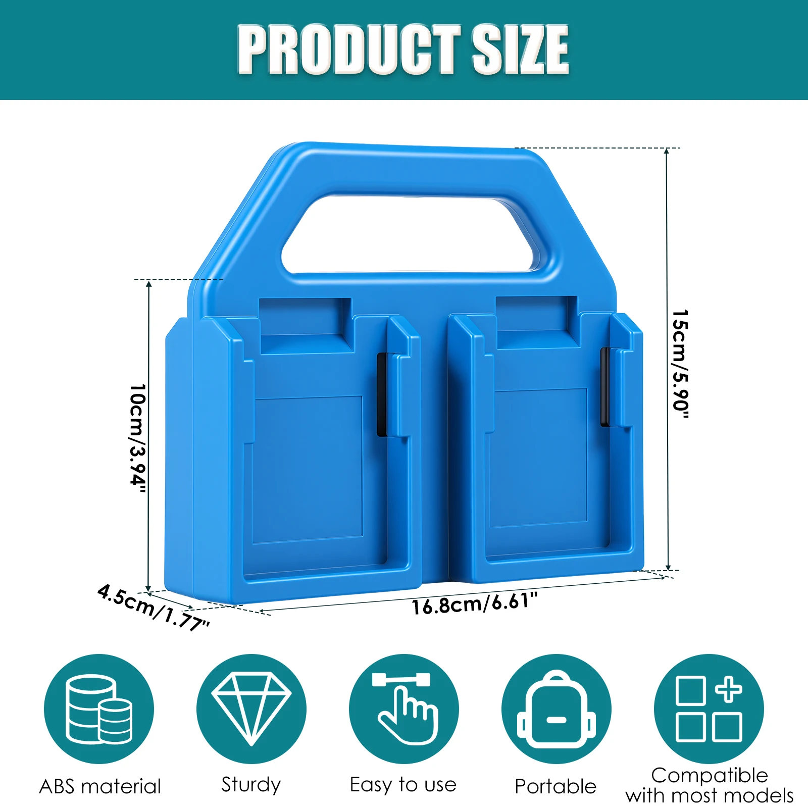 Battery Holder Storage Organizer Carrier Rack with Handle for 14.4V 18V BL1850 BL1860 BL1830 Power Tool Lithium Battery Slot
