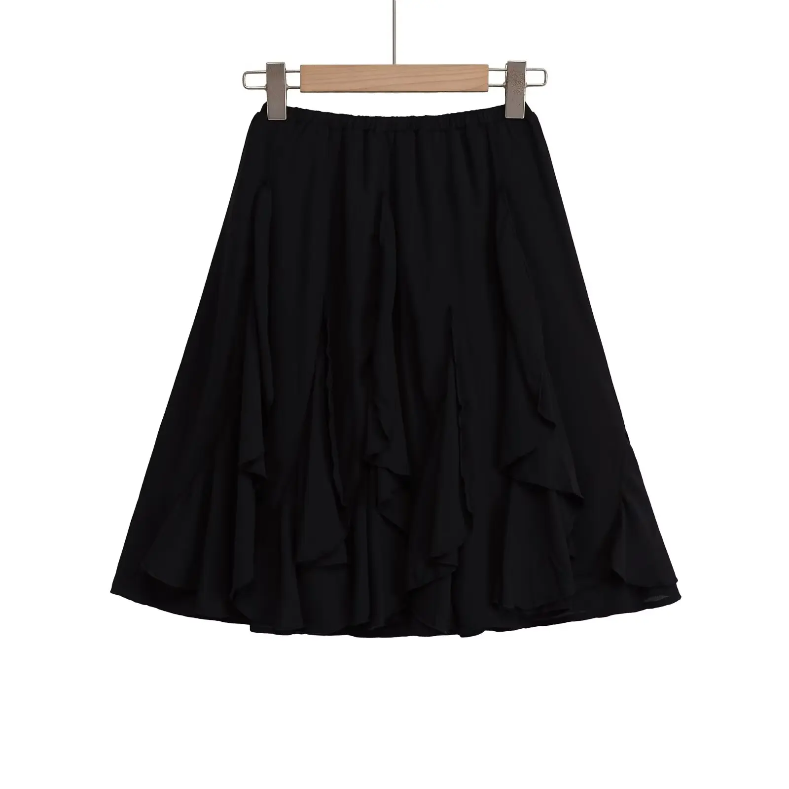 2026 Chic Women's Casual High Quality Knee-length Pink Layered Skirts Ladies Elegant A-line Tierred Ruffles Elastic Midi Skirt