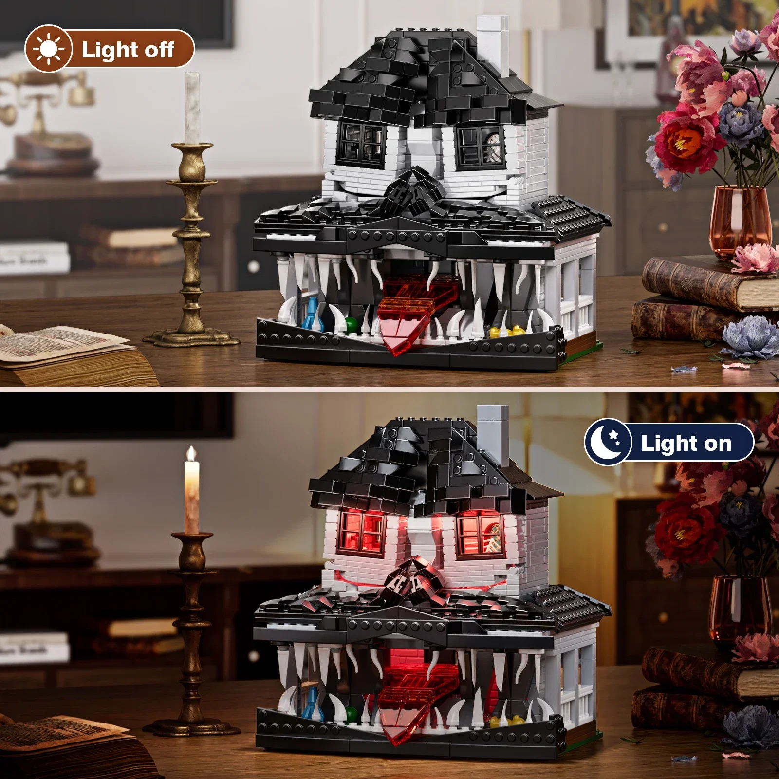 ハロウィン モンスター お化け屋敷 ビルディング ブロック キット ライト付き お化け屋敷 建築おもちゃ ギフト 子供と大人向け
