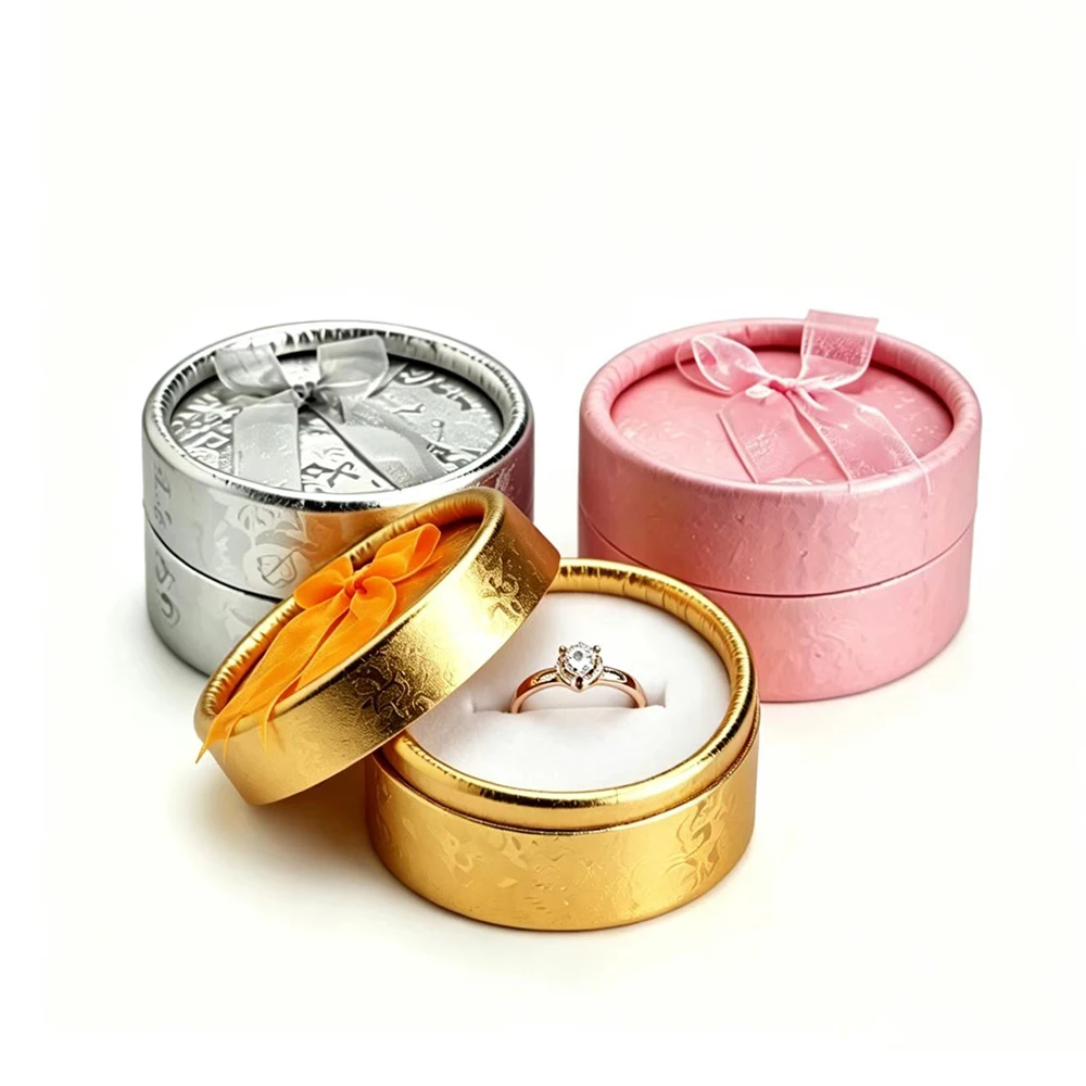 1 set Round Ring Storage Box Paper Stud Earrings Organizer Case  Gift Package Box For Ring Display Piercing Jewelry Box Ring Box