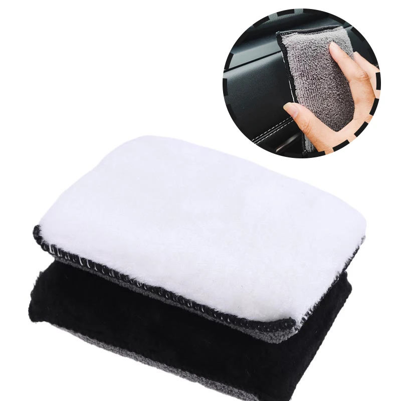 

2/5 шт., флисовое чистящее полотенце для салона автомобиля, пластиковая кожаная восковая губка, инструменты для чистки автомобиля, губка из микрофибры для чистки автомобиля