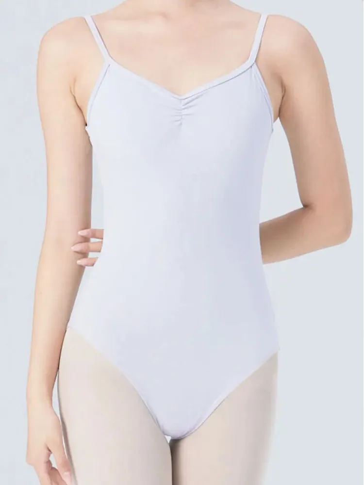 ชุดรอมเปอร์บัลเล่ต์สายสปาเก็ตตี้เปลือยสีทึบ - ชุดบอดี้สูทเต้นรําแบบเข้ารูปสําหรับการแสดงบนเวทีและการฝึกอบรมชุดบอดี้สูท