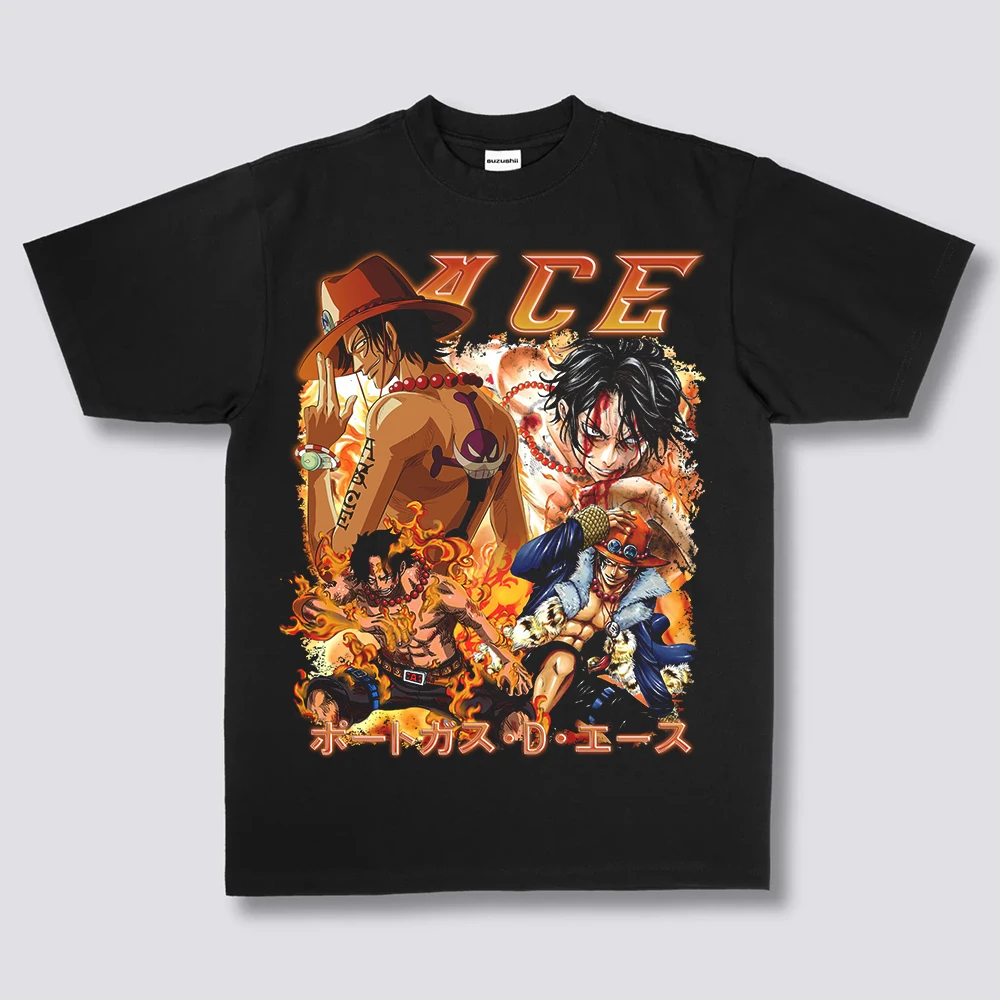 

Hip Hop Streetwear Men T-Shirt ONE PIECE Anime Graphic Print Black White T Shirt Summer Short Sleeve Tshirt Harajuku Cotton Tops