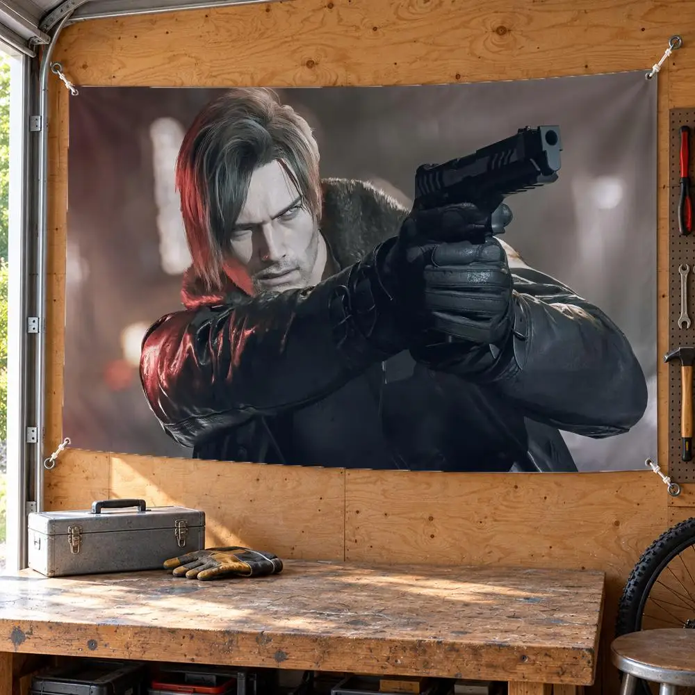 Game R-Resident Evil Leon Kennedy			 Flags Wall Hanging Banner Background Art Print for Bedroom Living Room Outdoor Decor