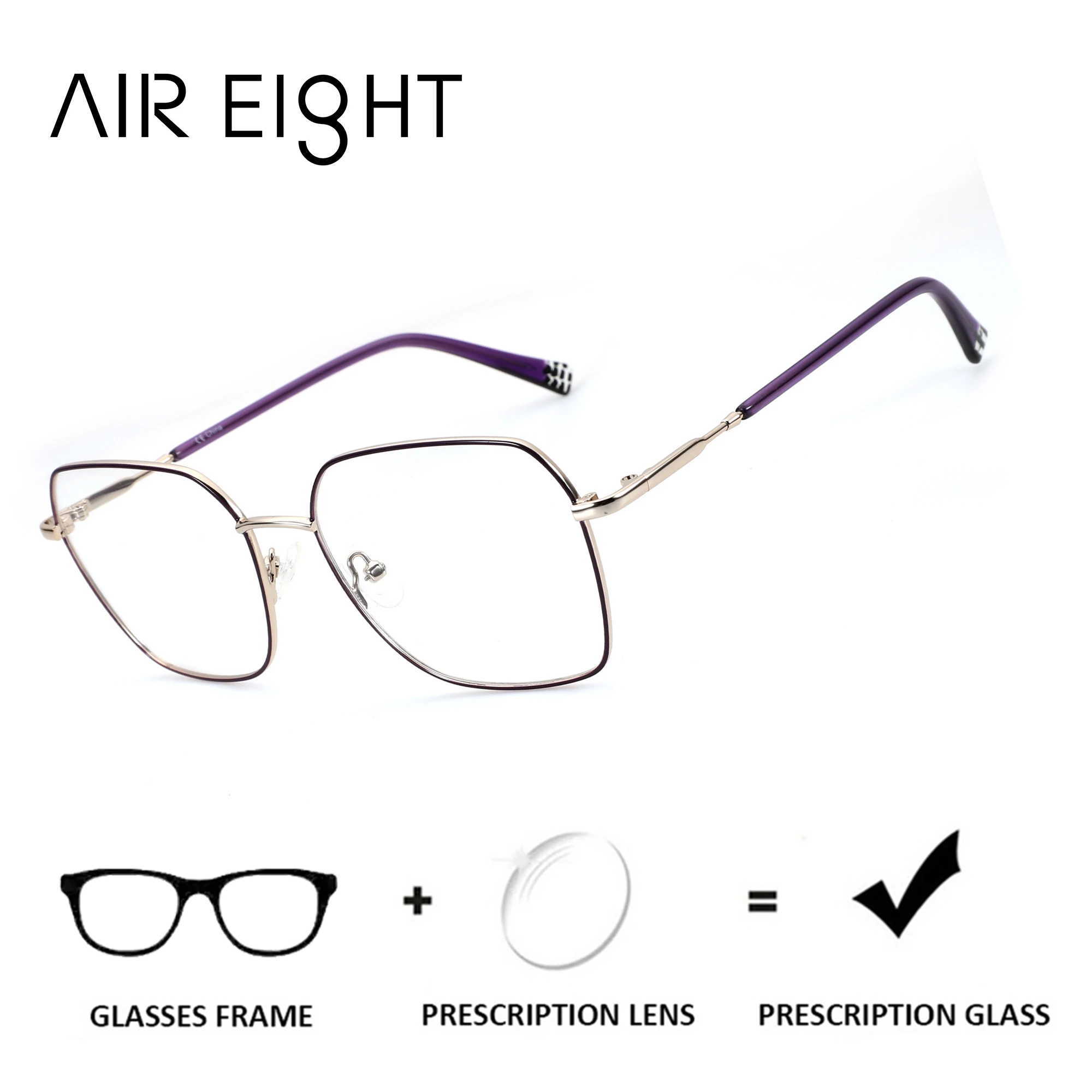 

Очки AIR EIGHT Polygon Metal для женщин с прогрессивными оптическими линзами, защитой от синего света и фотохромной коррекцией