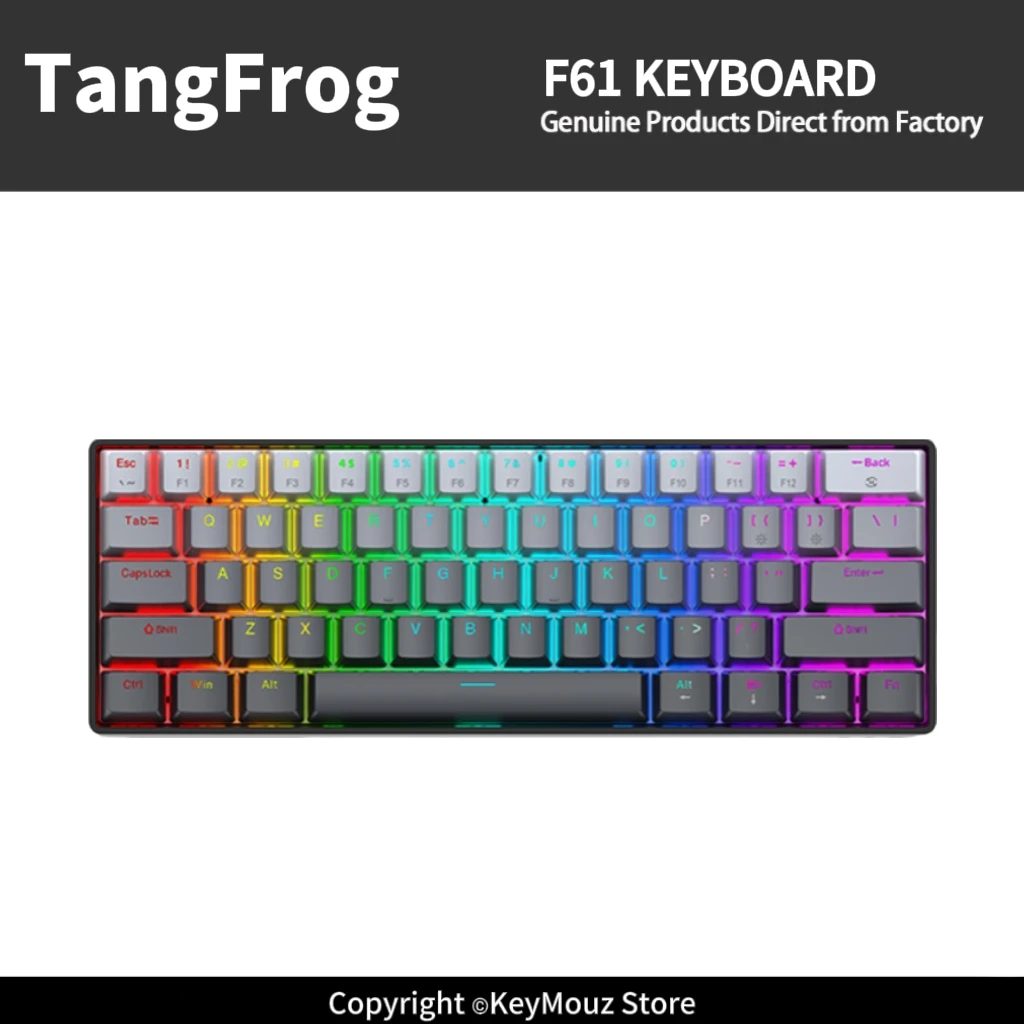 F61 Wireless Mechanical Keyboard 61 Keys Mini Portable Mahjong Thock Hi-Fi Switches 2000mAh Battery for Office Work Mac Windows