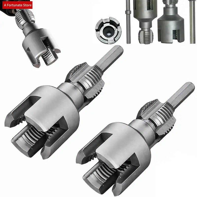 Integrated Internal & External Pipe Threading Tool, Electric Drill Compatible Pvc Pipe Threader Kit-A78G