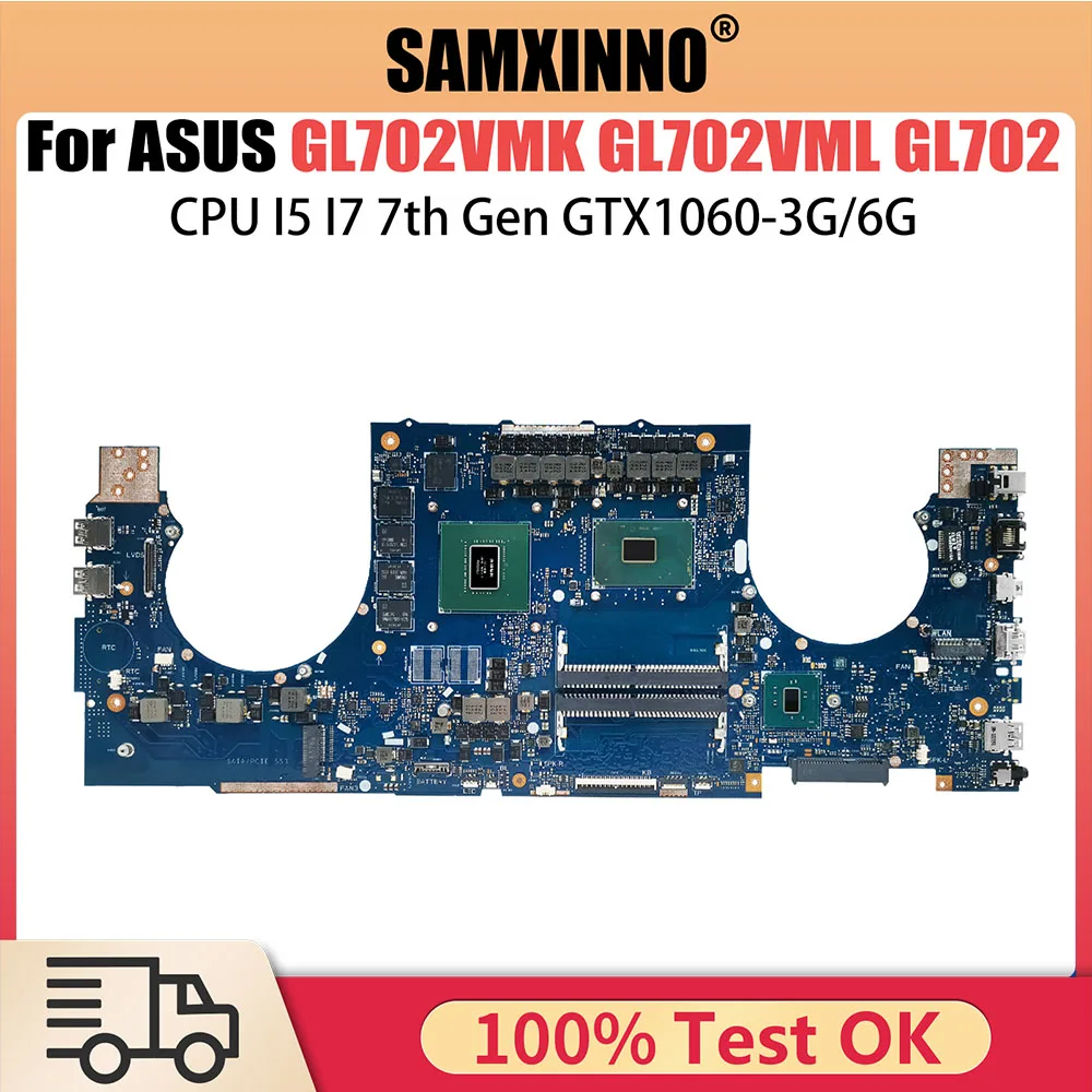 

GL702VM Laptop Motherboard For ASUS FX70V GL702VMK GL702VML GL702 Notebook Mainboard With I5 I7 7th Gen CPU GTX1060 V3G V6G